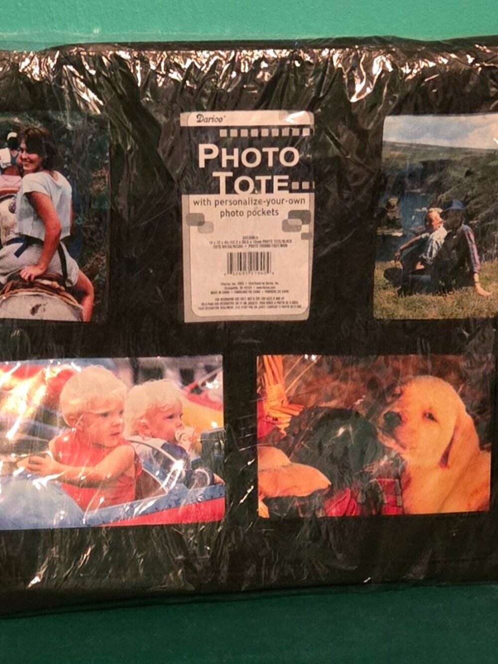 Black Tote With 5 Photo Inserts- 19 in Wide x 12 in Tall x 4 in with Coin Bag